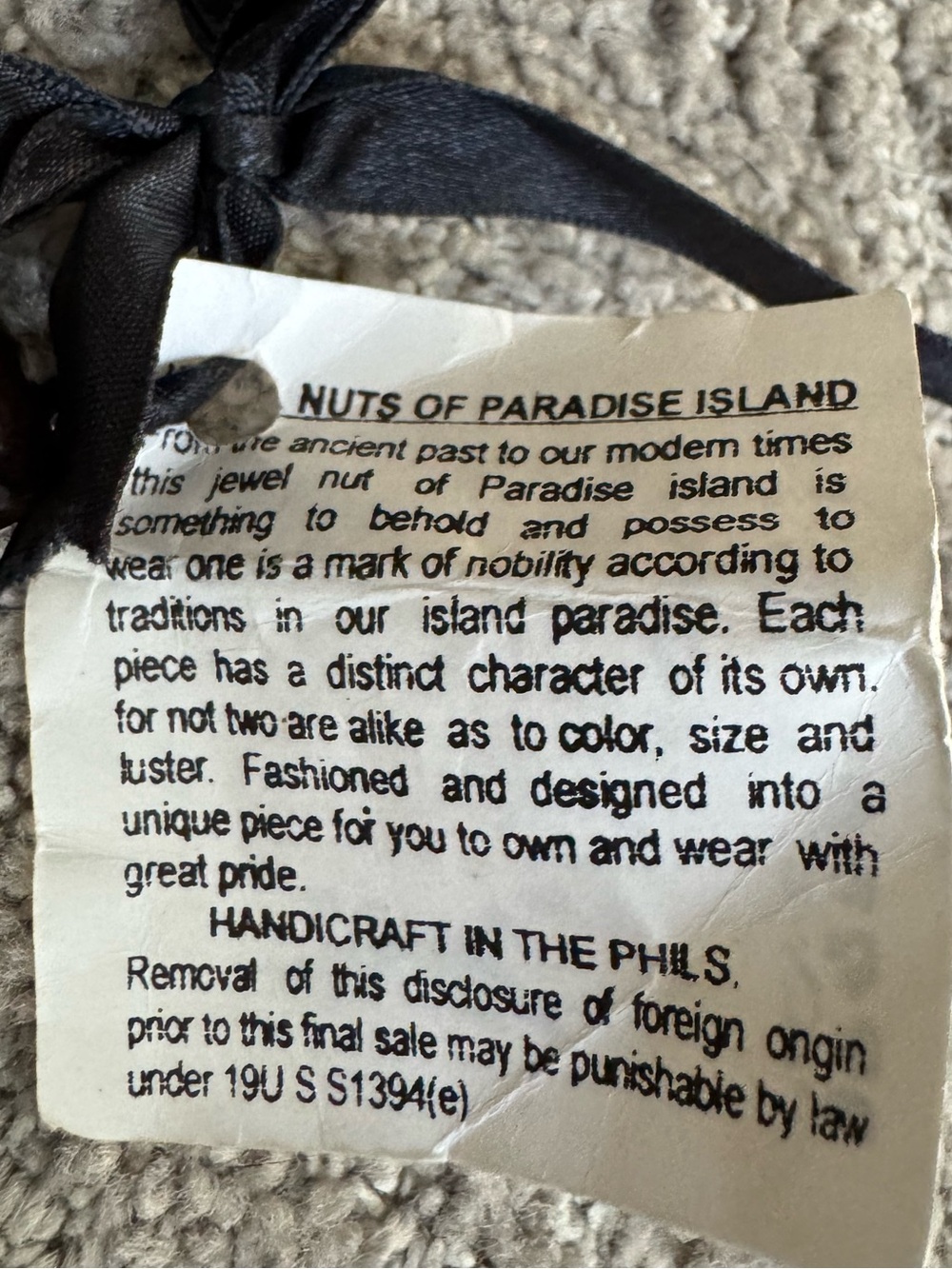 Authentic Philippines Black Kukui Nut Lei Necklace - Picture 3 of 4